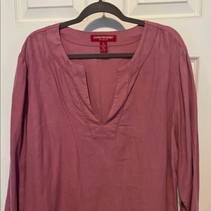 Size 3X Gloria Vanderbilt 100% linen tunic rose/mauve pink